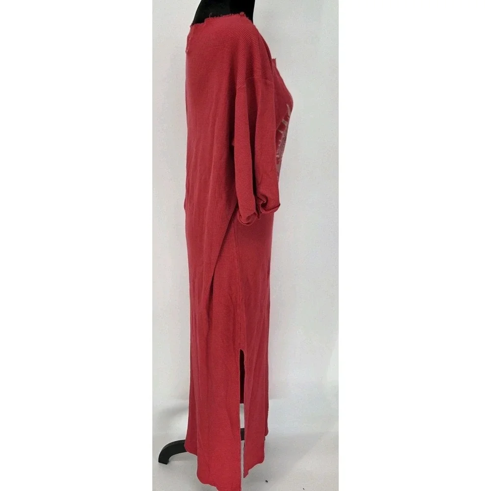 Free People X Vintage Souls Thermal Maxi Dress S Red Eagle Print